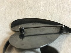 Lg Vtg 1940s-1950s PAUL LOBEL Modernist Oxidized Sterling Silver Leaf Pin Brooch