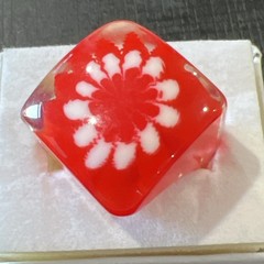 Lucite Plastic Ring Size 8 Red