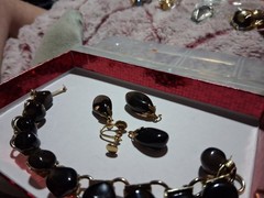 1960’s 4 Pc Smoky quartz Jewelry Set Gold Filled, Pendant,Bracelet, Pin,Earrings