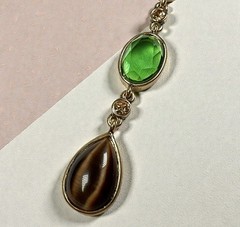 Monet 2 green and yellow glass bead Y necklace + Similar bracelet W Tags 14”