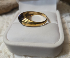 Vtg Signed Uncas Tiger’s Eye Ring 14K GE Gold Electroplate Sz 9 Boho Ring W66
