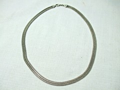Vintage Classic Retro Necklace Flat Chain Herring Bone Silver Plated Metal 19″