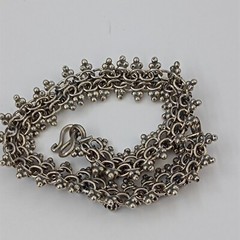 Vintage Silver Bracelet Ethnic Granulation Flower Filigree Tribal Articulated