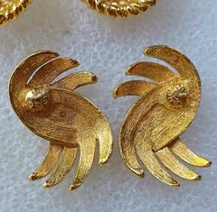 Vintage Monet Goldtone Swirl & Dome Post Earrings Set