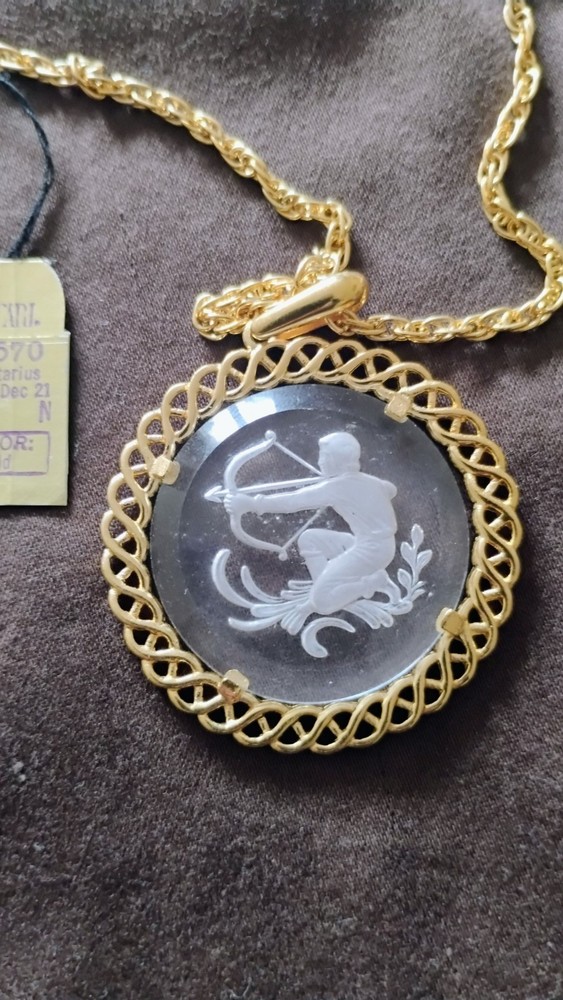 Trifari Glass Pendant Sagittarius Necklace