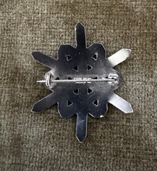 Vintage Ottar Hval Of Norway White Enamel & Sterling Silver Snowflake Brooch Pin
