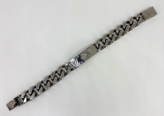 Authentic LOUIS VUITTON Silver Tone MONOGRAM CHAIN BRACELET M62486 w/ LV Box