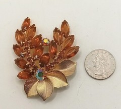 Mid Century Marquise Navette Costume Jewelry Fall Winter Layered Floral Wreath