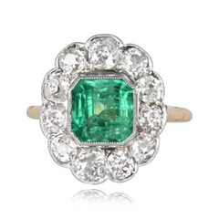 Art Deco Asscher Cut Emerald Lab Created Diamond Wedding Yellow Gold Filled Ring