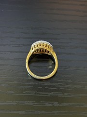 Vintage Womans Antique Pave Crystal Cocktail Ring 18k Gold Electroplate Size 5.5