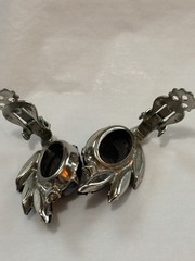 Vtg Juliana D&E Unmarked Clip Earrings Faux Black Hermatite Pronged 1960’s Era