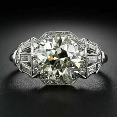 Vintage Art Deco Style Round Cut Lab Created Diamond Engagement 925 Silver Ring
