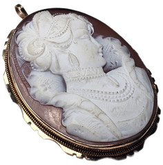 Estate 14K Yellow Gold Marie De Medici Cameo Pin / Pendant Free USA Shipping