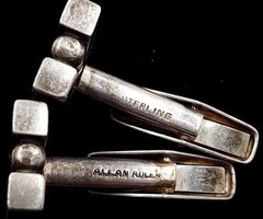 Allan Adler Signed Modernist Sterling Silver Vintage Cufflinks Mid-century MCM M