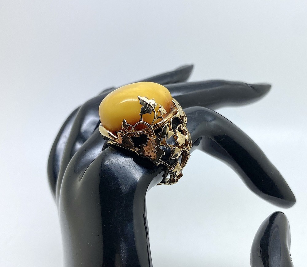 Amber Ring Handmade Natural Baltic Jewelry Handcrafted Piece Statement for Women