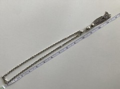 Vintage Kramer Necklace Silver Tone 20in Plus 3.5in Tassel Oval Link Chain 40.2g
