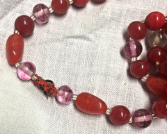 Vintage handmade glass bead necklace red black
