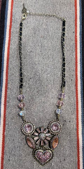 Vintage Betsy Johnson Necklace Pink Gems Costume Jewlery