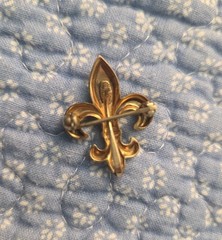 Fleur De Lis Watch Pin 1/20 12k Gold Filled Material With Vintage Swiss Pocket