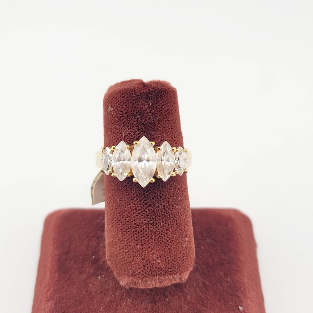 Vtg Sz 7 Ring ESPO Graduated Marquise Cubic Zirconia 14KGE Jewelry Esposito