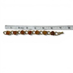 Chunky Natural Stone Bracelet Gold Tone Retro Chic Nuggets Earthy Orange Brown