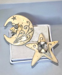 Vintage Lunch at The Ritz LATR “New Moon” Celestial Moon & Star Pierced Earrings