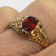 Vintage Antique Victorian Garnet Ring 10K Yellow Gold Hallmarked Size 11.25