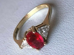 VINTAGE SOLID 10K GOLD RUBY RED WHITE CZ CUBIC ZIRCONIA RING ENGAGEMENT WEDDING