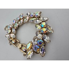 Vintage Julianna D&E DeLizza & Elster AB Rhinestone Link Bracelet Gold Tone