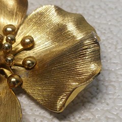 VTG Napier WWII Era Sterling Gold-Wash Floral Brooch 4.5×4cm 11.21g