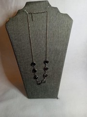 Beautiful Smokey Black Rhinestones on Chain Silver Tone 21 Inches Long