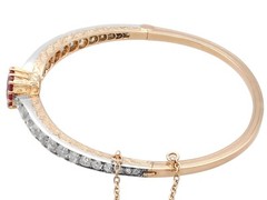 Antique 2.90Ct Ruby and 4.12Ct Diamond, 18k Rose Gold Bangle Circa 1890