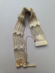 Vtg ANATOLI Gold Plated 925 Sterling Silver Multi-Strand Art Nouveau 7″ Bracelet