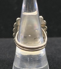 Vtg Native American Signed BB Petit Point Turquoise Sterling Silver Ring