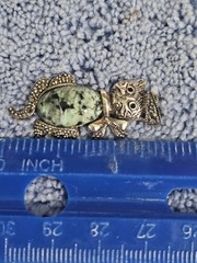 Vintage Marcasite & Turquoise 925 Cat Pendant