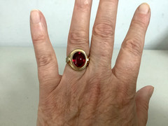 VTG/Antique Art Deco gold filled?rolled?red glass signet ring size 5.25 unsigned