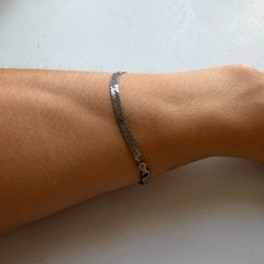 Vintage Italy 925 Sterling Silver Herringbone Serpentine Bracelet 9″ 6 grams