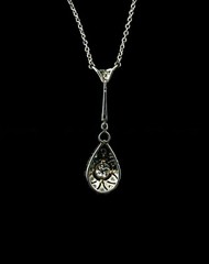 Art Deco Round Lab Created Diamond Vintage Charm Wedding 925 Silver Gift Pendant