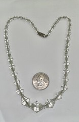 Vintage Graduated Clear Faceted Cut Czech Crystal Bead Strand Necklace 16” Chain