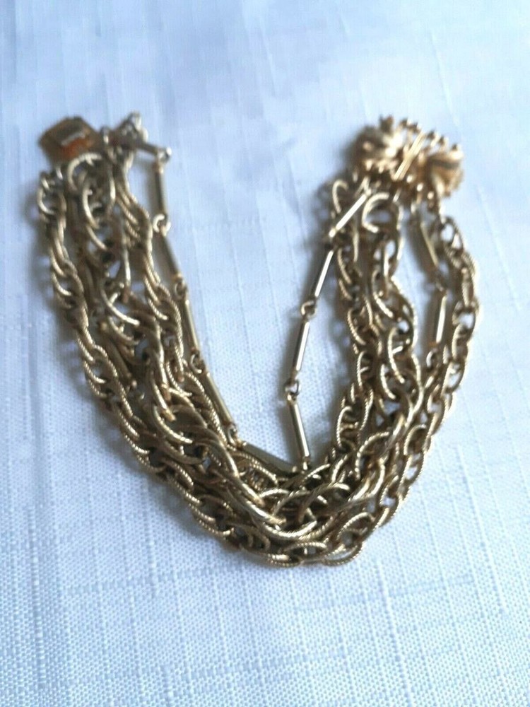Vintage Gold Tone Bracelet 7 Inches 5 Strands – As Pictured -VM101