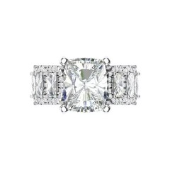 2CT Cushion Cut Moissanite Wedding Engagement Bridal Ring 14K White Gold Plated