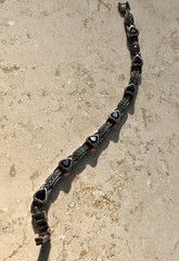 ❤️✨Genuine VINTAGE STERLING SILVER MARCASITE GARNET HEART ESTATE Tennis Bracelet