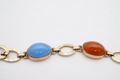 Vintage Gold Plated Sterling Silver 925 Carnelian Bracelet 7.5″