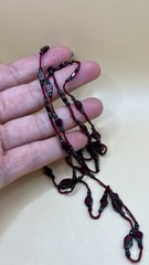 Genuine Almandine Garnet Unusual Geometric Rhombus Bead Necklace Clasp-Free