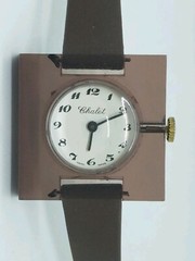 Vintage Never Worn Clear Smokey Topaz Chalet Bubble Swiss Watch Runs Great