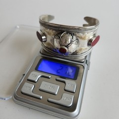 Vintage Tribal Cuff Bracelet | Mixed-Silver 800-900 Content | Red Carnelian Acce