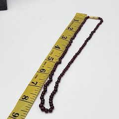 Vintage Genuine Almandine Garnet Small Bead Strand Choker Necklace Barrell Clasp