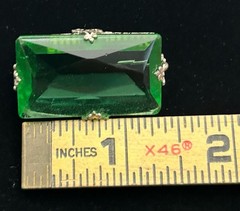 VTG Brooch 1950s Uranium Glass Prong Set Emerald Cut 1.25″