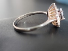 Sterling Silver 925 Pear Baguette Halo Ring Size 9.75 Signed RJ 3.51 grams