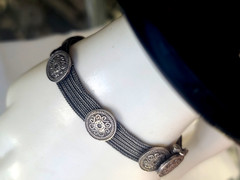 Circa 1800 Victorian Trombone Clasp Silver 7″ Antique Multi Chain Bracelet